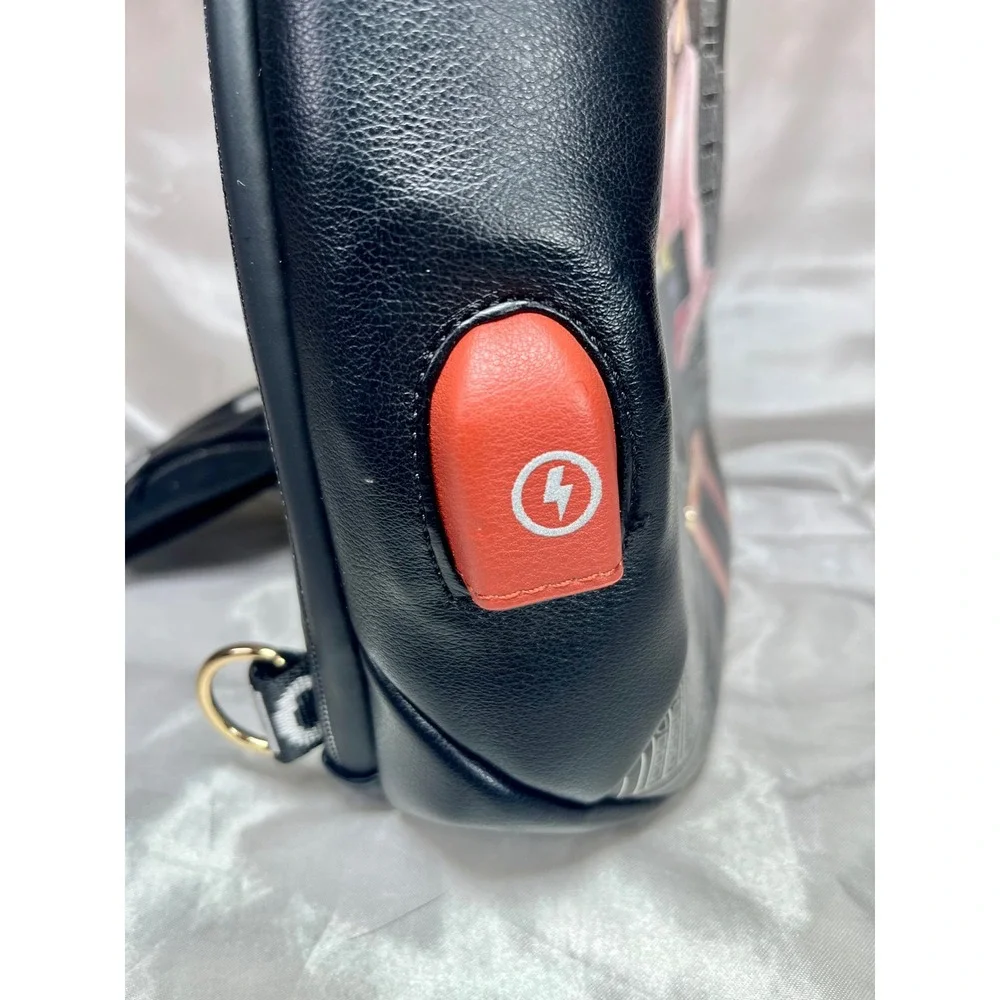 Nicole Lee Career Woman Sling Backpack Black Red Graphic USB Port